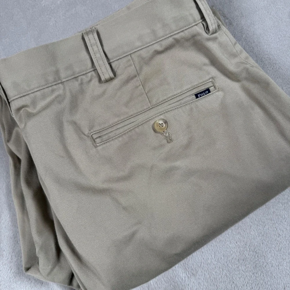 Polo Ralph Lauren Chino Pants Men 36x32 Khaki Tan Cotton Twill Flat Front Casual